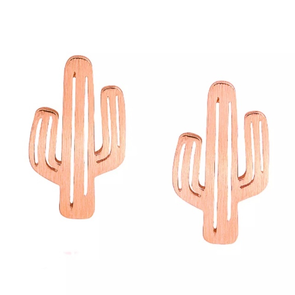 3 for $15 rose gold cactus earrings
